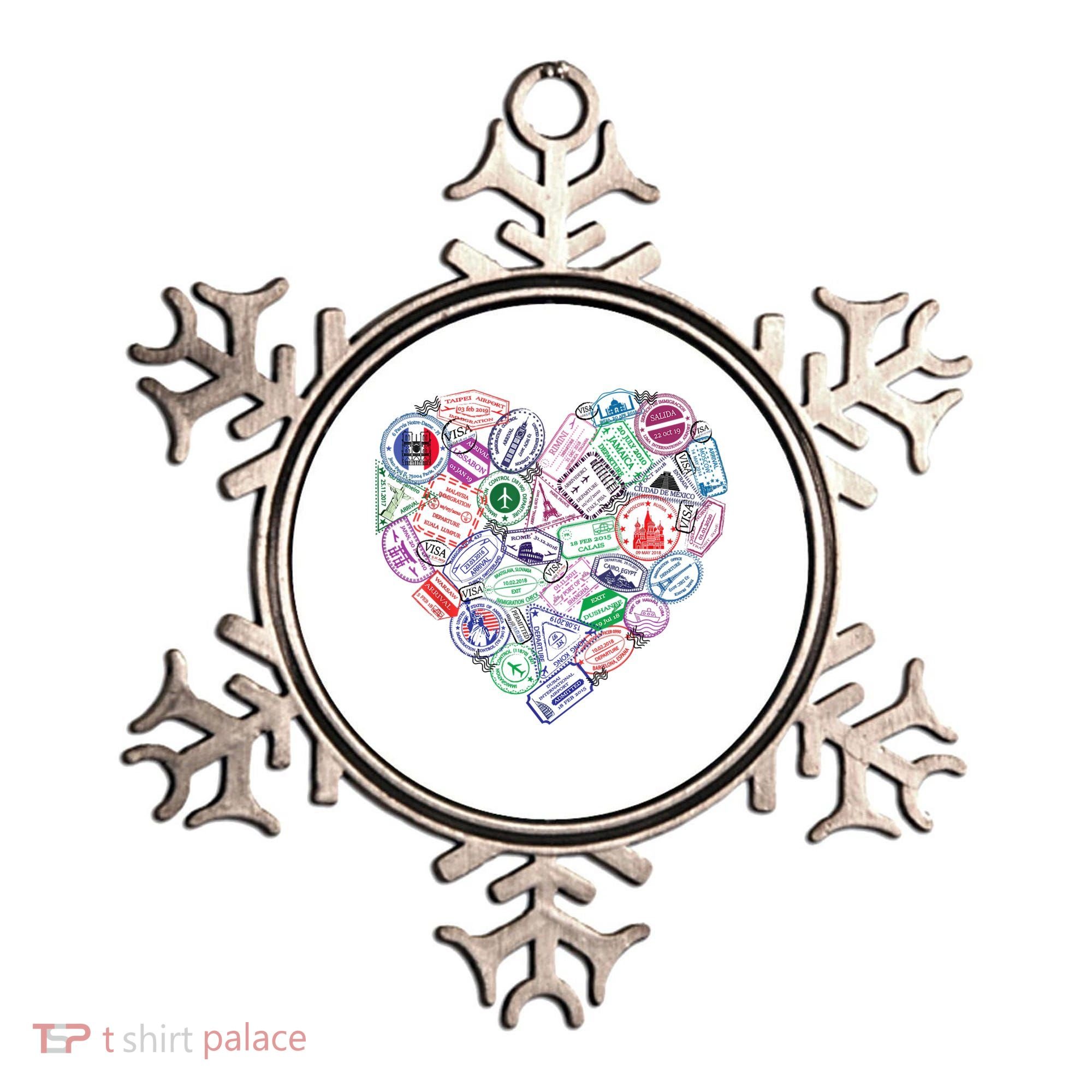 Heart Shaped Passport Travel Stamp Ornament