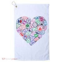 Heart Shaped Passport Travel Stamp Golf Towel thumb 0