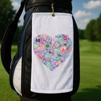 Heart Shaped Passport Travel Stamp Golf Towel thumb 2