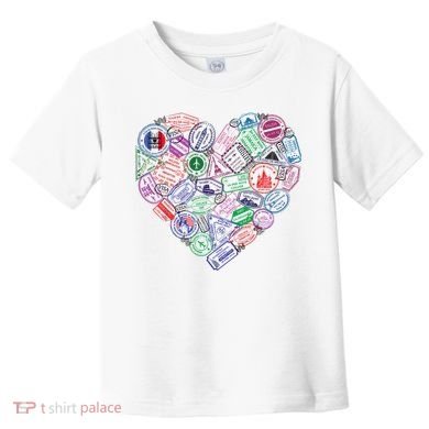 Heart Shaped Passport Travel Stamp Toddler T-Shirt