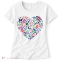 Heart Shaped Passport Travel Stamp Women's T-Shirt thumb 0