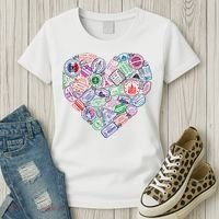 Heart Shaped Passport Travel Stamp Women's T-Shirt thumb 3