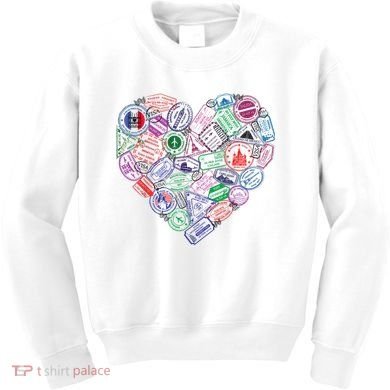 Heart Shaped Passport Travel Stamp Kids Sweatshirt