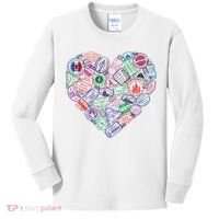 Heart Shaped Passport Travel Stamp Kids Long Sleeve Shirt thumb 0