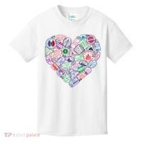 Heart Shaped Passport Travel Stamp Kids T-Shirt thumb 0