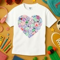 Heart Shaped Passport Travel Stamp Kids T-Shirt thumb 3