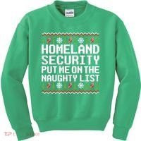 Homeland Security Put Me On The Naughty List Ugly Christmas Kids Sweatshirt thumb 0
