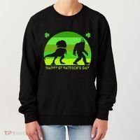 Happy St PaT-Rex Dinosaur Saint Patrick's Day Bigfoot sunset Women's Sweatshirt thumb 0