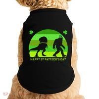 Happy St PaT-Rex Dinosaur Saint Patrick's Day Bigfoot sunset Doggie Tank thumb 0