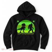 Happy St PaT-Rex Dinosaur Saint Patrick's Day Bigfoot sunset Hoodie thumb 0