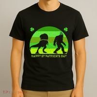 Happy St PaT-Rex Dinosaur Saint Patrick's Day Bigfoot sunset T-Shirt thumb 3