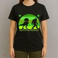 Happy St PaT-Rex Dinosaur Saint Patrick's Day Bigfoot sunset T-Shirt thumb 4