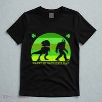 Happy St PaT-Rex Dinosaur Saint Patrick's Day Bigfoot sunset T-Shirt thumb 5