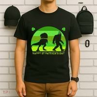 Happy St PaT-Rex Dinosaur Saint Patrick's Day Bigfoot sunset T-Shirt thumb 6
