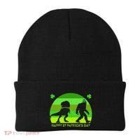 Happy St PaT-Rex Dinosaur Saint Patrick's Day Bigfoot sunset Beanie thumb 0