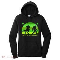 Happy St PaT-Rex Dinosaur Saint Patrick's Day Bigfoot sunset Women's Hoodie thumb 0