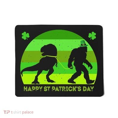 Happy St PaT-Rex Dinosaur Saint Patrick's Day Bigfoot sunset Mousepad