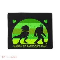 Happy St PaT-Rex Dinosaur Saint Patrick's Day Bigfoot sunset Mousepad thumb 0