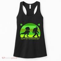 Happy St PaT-Rex Dinosaur Saint Patrick's Day Bigfoot sunset Women's Tank Top thumb 0