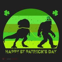 Happy St PaT-Rex Dinosaur Saint Patrick's Day Bigfoot sunset Hat thumb 2