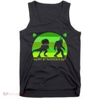 Happy St PaT-Rex Dinosaur Saint Patrick's Day Bigfoot sunset Tank Top thumb 0