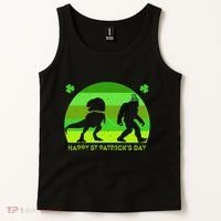 Happy St PaT-Rex Dinosaur Saint Patrick's Day Bigfoot sunset Tank Top thumb 2