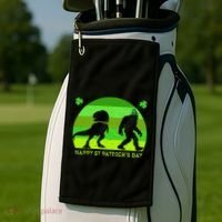 Happy St PaT-Rex Dinosaur Saint Patrick's Day Bigfoot sunset Golf Towel thumb 2