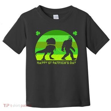 Happy St PaT-Rex Dinosaur Saint Patrick's Day Bigfoot sunset Toddler T-Shirt