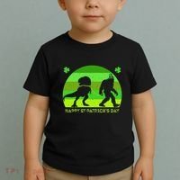 Happy St PaT-Rex Dinosaur Saint Patrick's Day Bigfoot sunset Toddler T-Shirt thumb 2