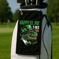 Happy St Pat Rex Day Dino St Patricks Day Golf Towel thumb 2
