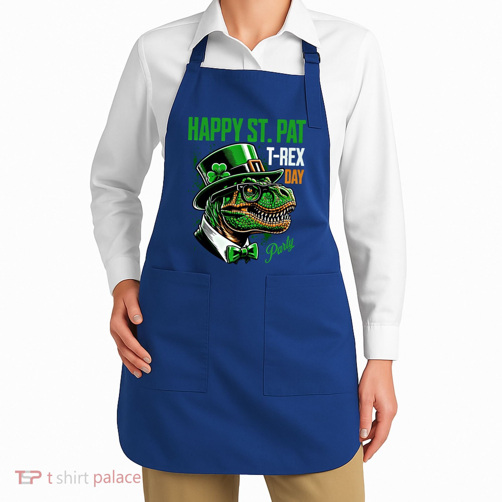 Happy St Pat Rex Day Dino St Patricks Day Apron