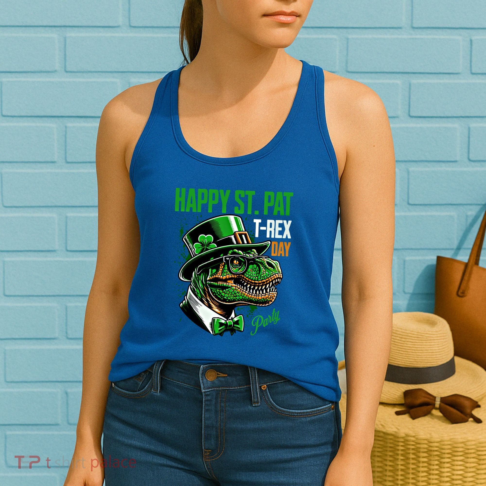 Happy St Pat Rex Day Dino St Patricks Day Women's Tank Top