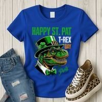 Happy St Pat Rex Day Dino St Patricks Day Women's T-Shirt thumb 3