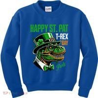 Happy St Pat Rex Day Dino St Patricks Day Kids Sweatshirt thumb 0