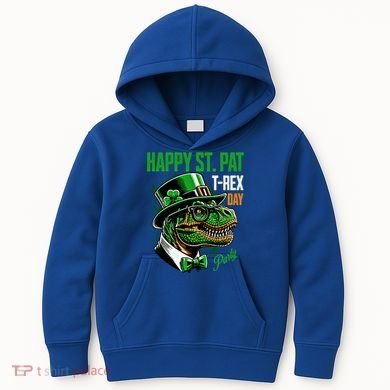 Happy St Pat Rex Day Dino St Patricks Day Kids Hoodie