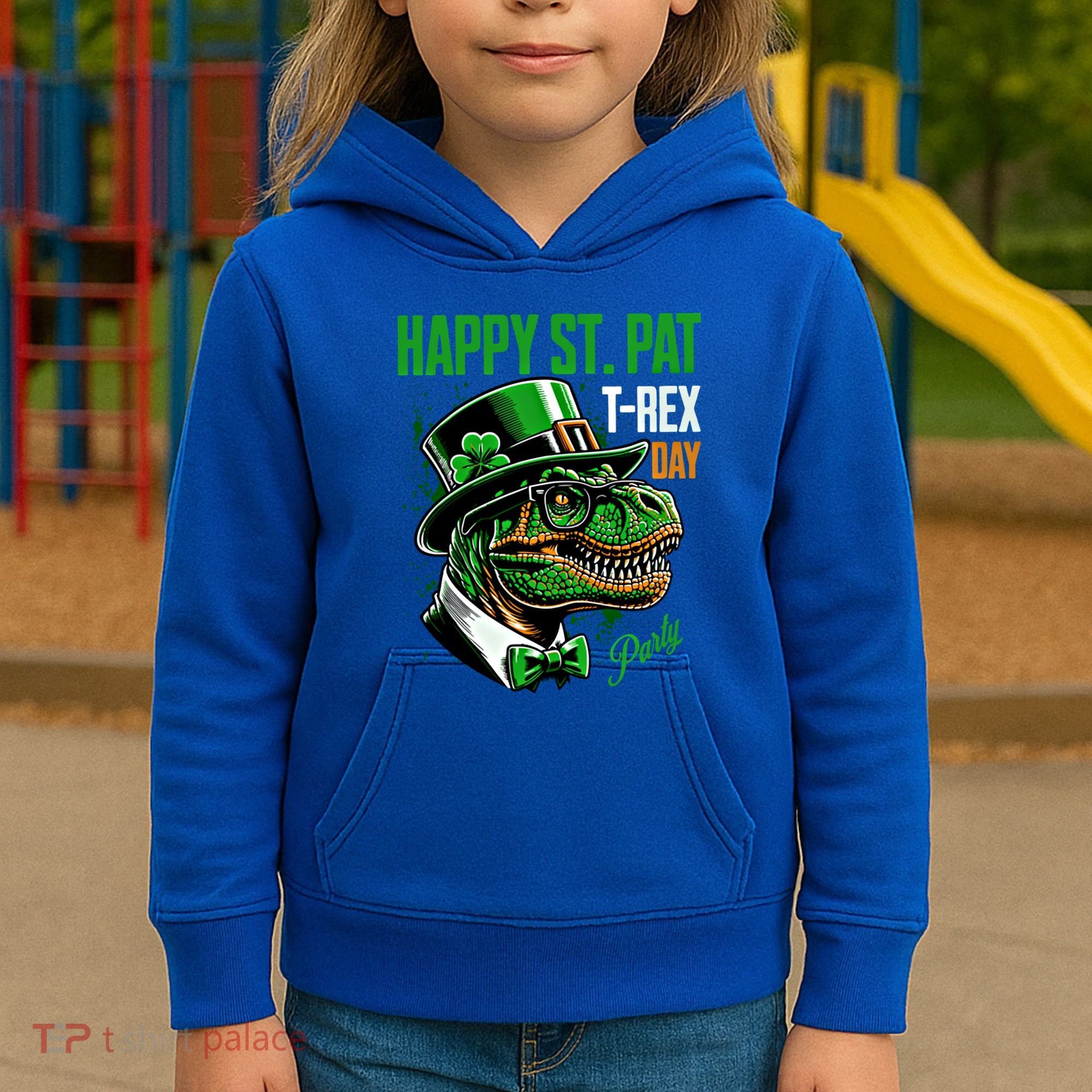 Happy St Pat Rex Day Dino St Patricks Day Kids Hoodie