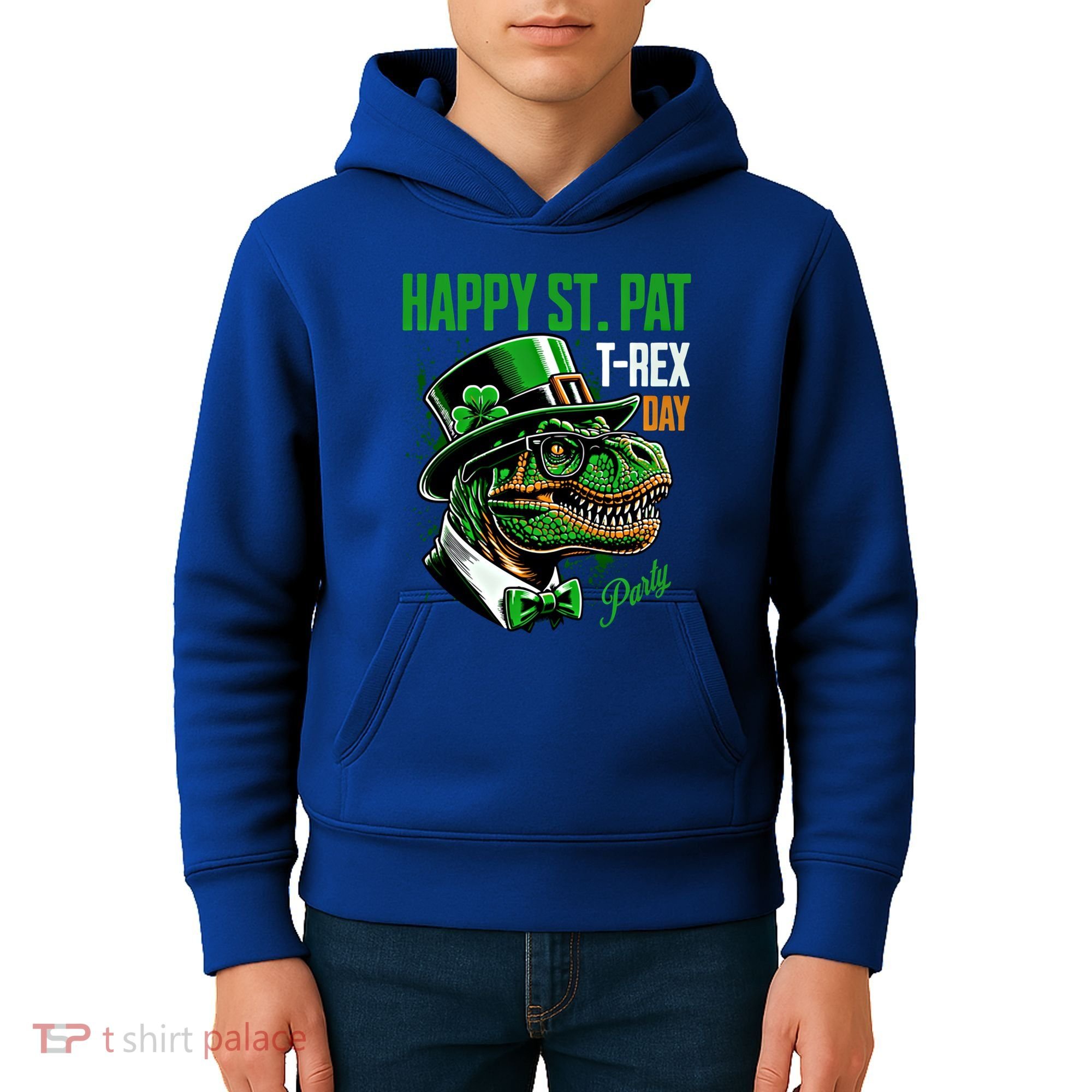 Happy St Pat Rex Day Dino St Patricks Day Kids Hoodie