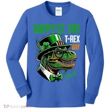 Happy St Pat Rex Day Dino St Patricks Day Kids Long Sleeve Shirt