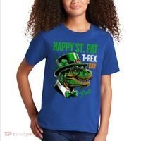 Happy St Pat Rex Day Dino St Patricks Day Kids T-Shirt thumb 2