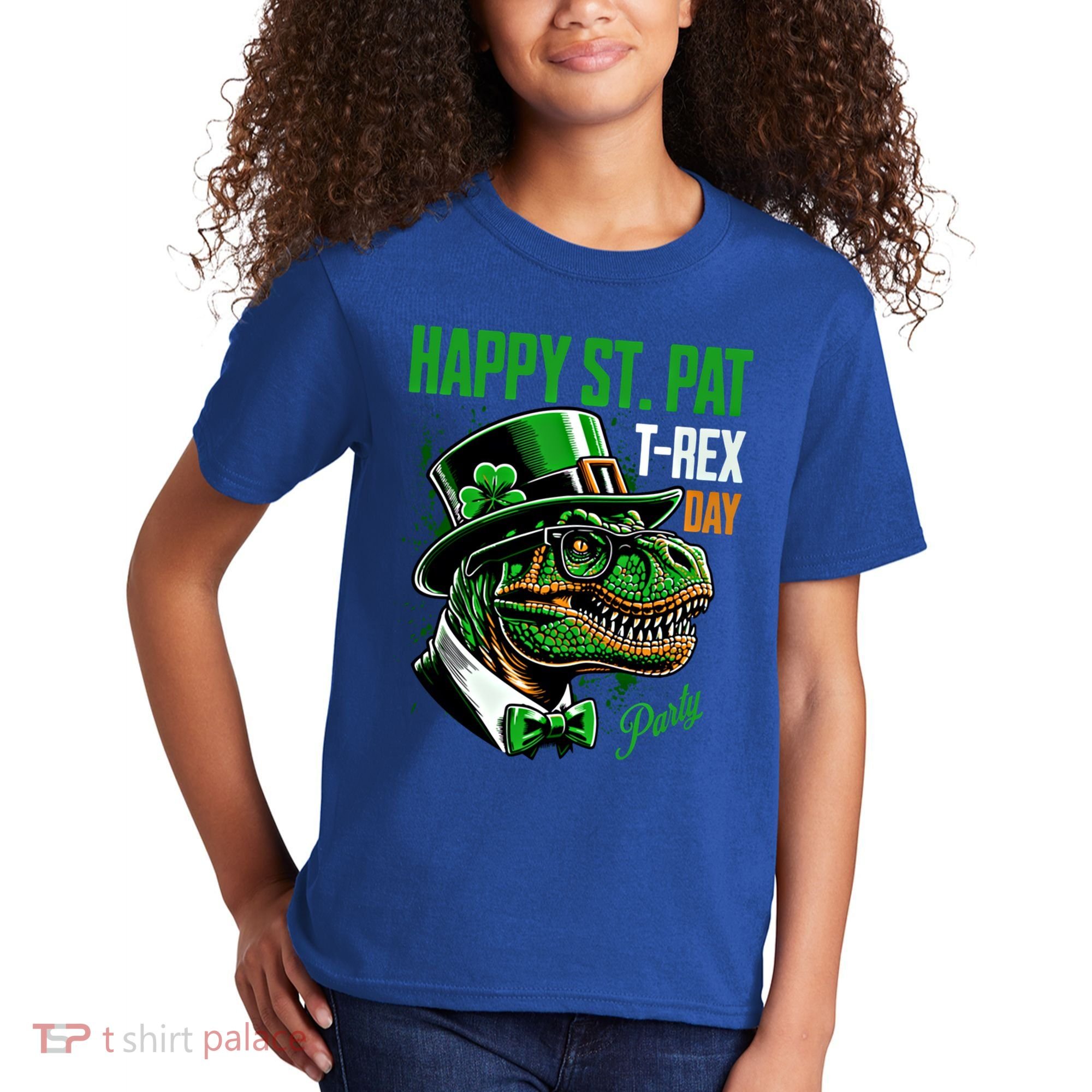 Happy St Pat Rex Day Dino St Patricks Day Kids T-Shirt