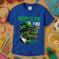 Happy St Pat Rex Day Dino St Patricks Day Kids T-Shirt thumb 3