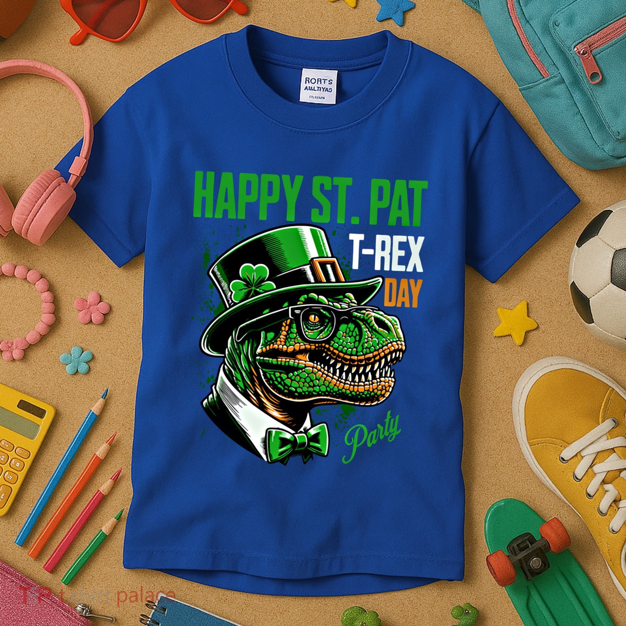 Happy St Pat Rex Day Dino St Patricks Day Kids T-Shirt