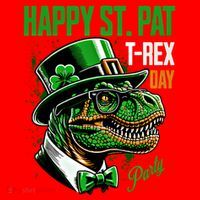 Happy St Pat Rex Day Dino St Patricks Day Santa Hat thumb 1