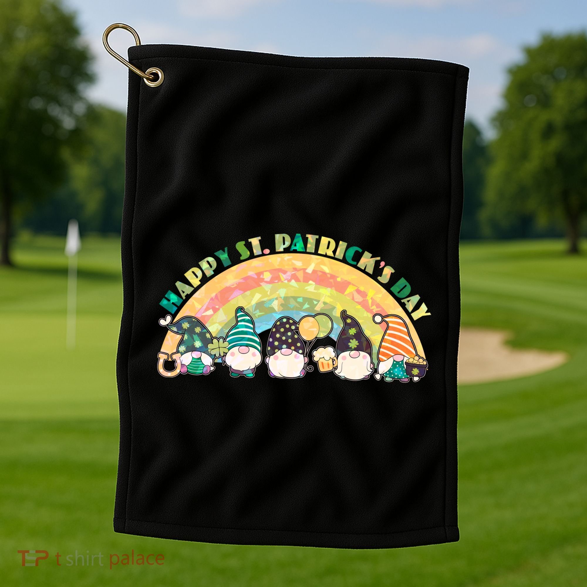 Happy St. PatrickS Day Leprechaun Gnomes Golf Towel