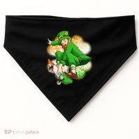 Happy St Patricks Day Skateboarding Leprechaun USA-Made Doggie Bandana thumb 0