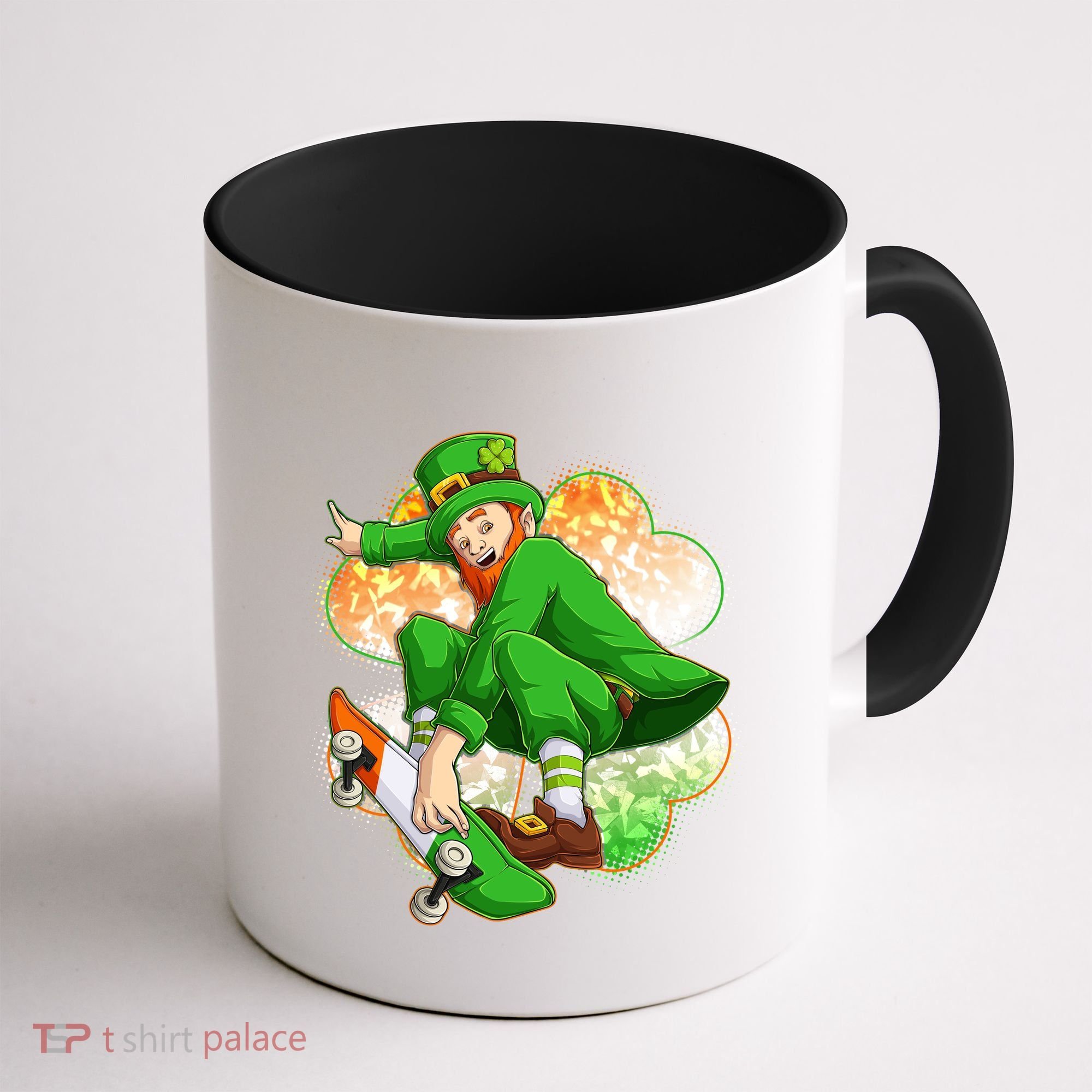 Happy St Patricks Day Skateboarding Leprechaun Coffee Mug