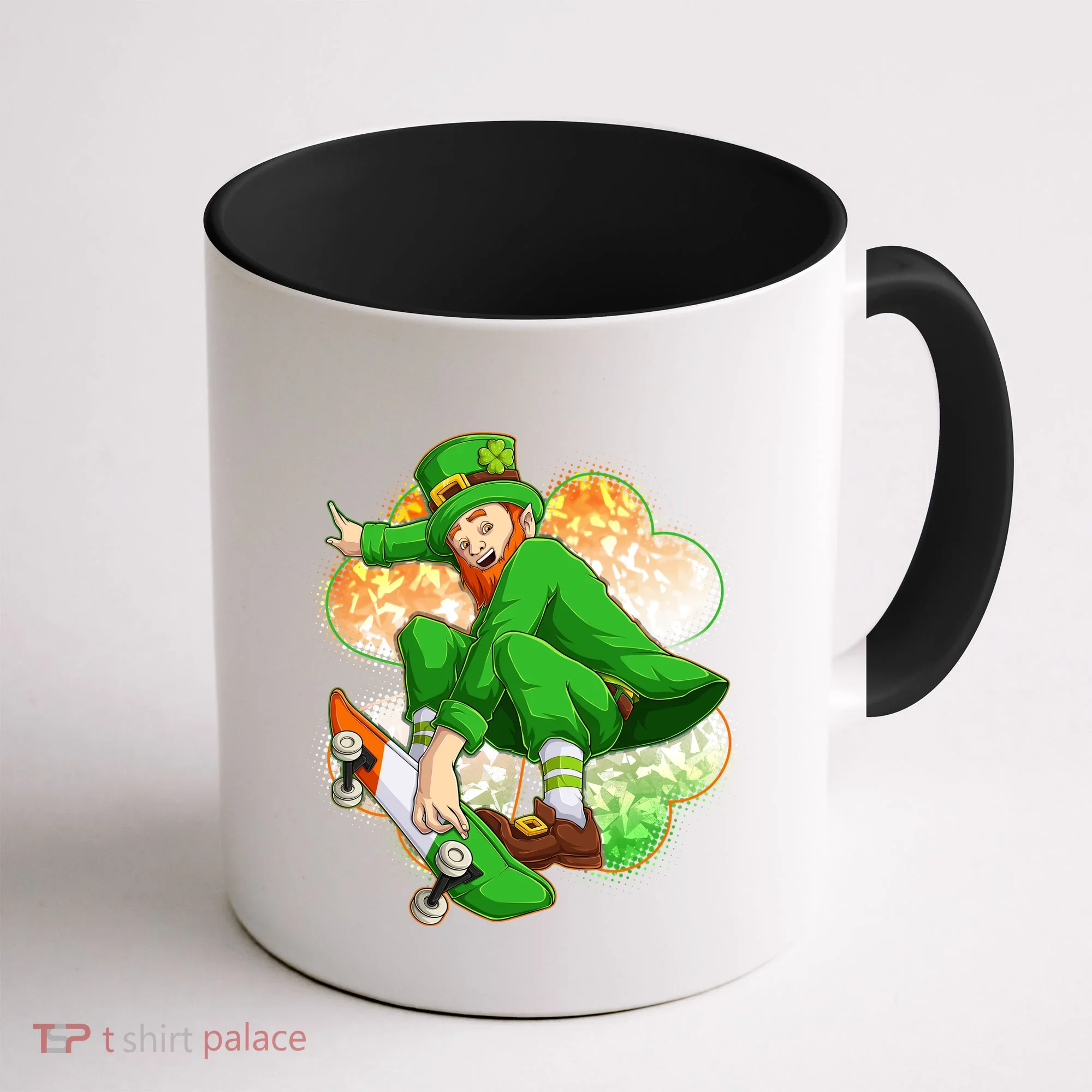 Happy St Patricks Day Skateboarding Leprechaun Coffee Mug