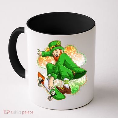 Happy St Patricks Day Skateboarding Leprechaun Coffee Mug