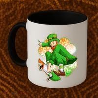 Happy St Patricks Day Skateboarding Leprechaun Coffee Mug thumb 2