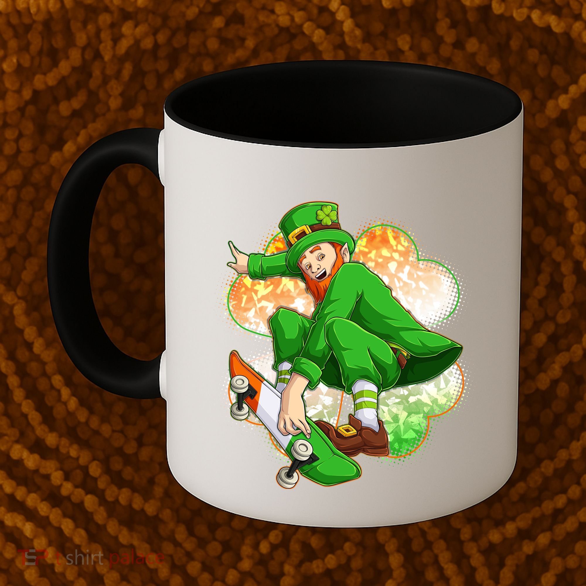 Happy St Patricks Day Skateboarding Leprechaun Coffee Mug